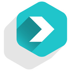 Arrow sign hexagon icon flat long shadow style