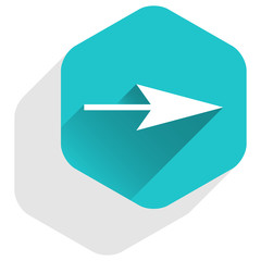 Arrow sign hexagon icon flat long shadow style