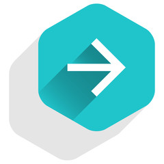 Arrow sign hexagon icon flat long shadow style