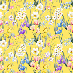 Fototapeta na wymiar Watercolor vector floral pattern