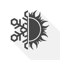 Sun and snowflake icon
