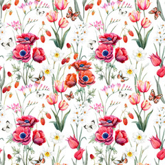 Watercolor vector floral pattern