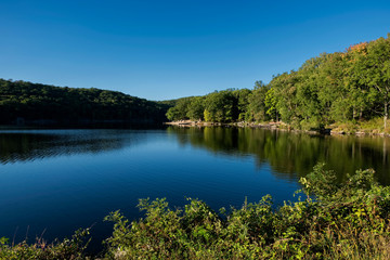 Lake Sebago at Harriman State Park, New York, USA.