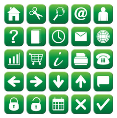 25 Green Web Button Icons Set
