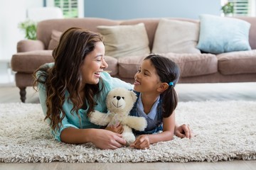 Happy daughter and mother interacting