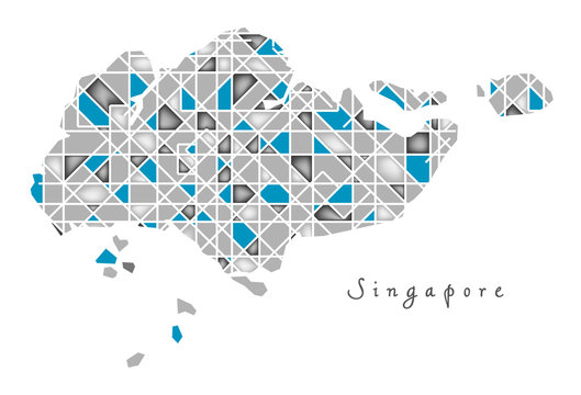 Singapore Map crystal diamond style artwork