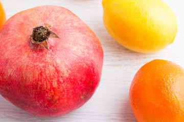 pomegranate and citrus closeup