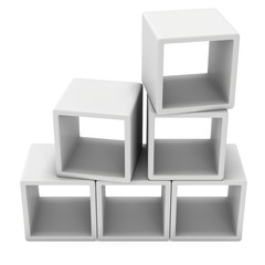 Product display boxes. 3D render isolated on white. Platform or Stand Illustration. Template for Object Presentation.