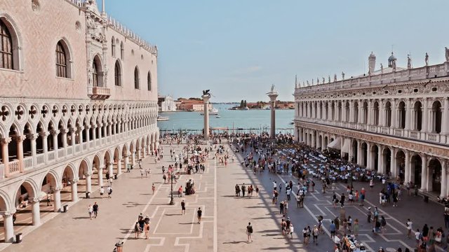 time lapse of Locals and tourist at Piazza San Marco, the principal public square of Venice, Italy,