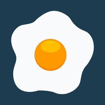 Fried egg icon with flat color style isolated with solid background. Vector