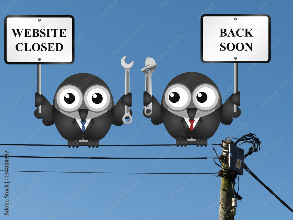 Canvas Prints comical website maintenance closed back soon message