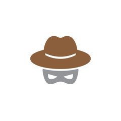 Hat and mask, Spy icon vector, filled flat sign, solid colorful pictogram isolated on white. Spyware symbol, logo illustration