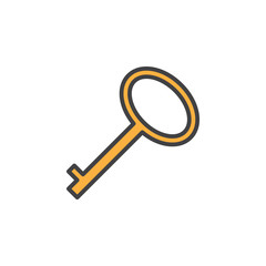 Key line icon, filled outline vector sign, linear colorful pictogram isolated on white. Password symbol, logo illustration