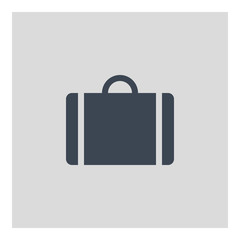 Suitcase icon - Flat design, glyph style icon - Gray enclosed in a square