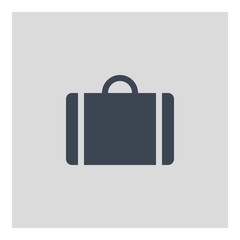 Suitcase icon - Flat design, glyph style icon - Gray enclosed in a square