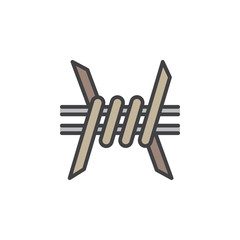 Barbed Wire line icon, filled outline vector sign, linear colorful pictogram isolated on white. Symbol, logo illustration