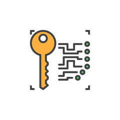 Electronic key line icon, filled outline vector sign, linear colorful pictogram isolated on white. Symbol, logo illustration