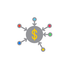 Crowd funding icon vector, filled flat sign, solid colorful pictogram isolated on white. Symbol, logo illustration