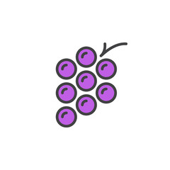 Grapes line icon, filled outline vector sign, linear colorful pictogram isolated on white. Symbol, logo illustration