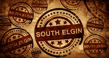 south elgin, vintage stamp on paper background