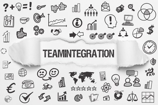 Teamintegration / wei&szlig;es Papier mit Symbole