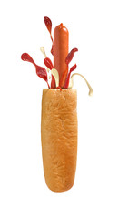 French hot dog on a white background