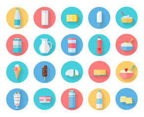 Dairy Products Icons Set