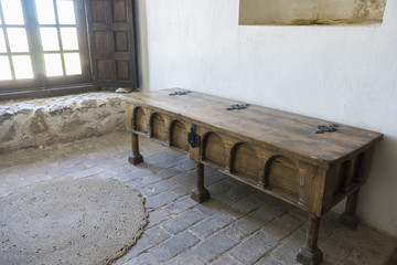 Wooden furniture, Interior of the medieval castle of the city of