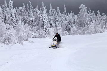 Athlete on a snowmobile