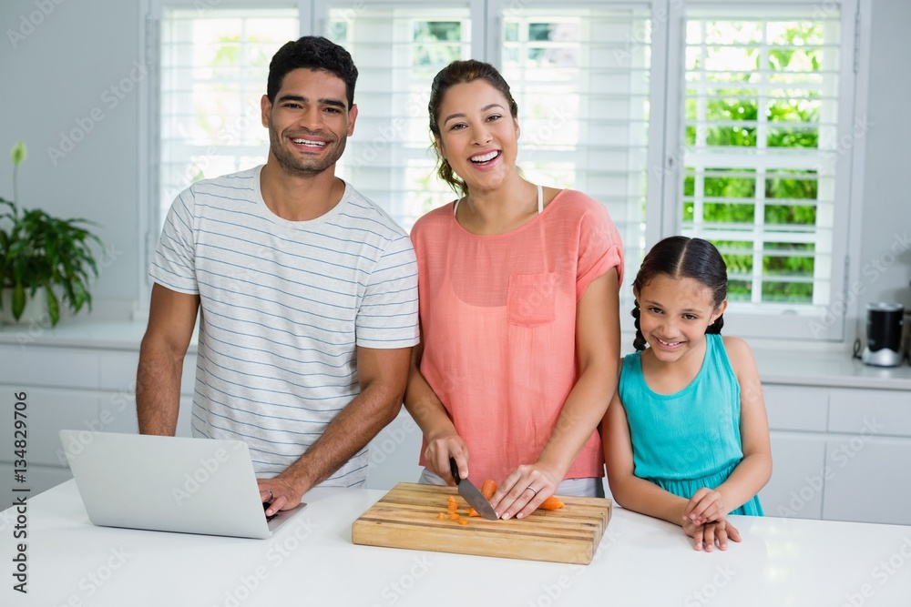 Sticker Portrait of parents and daughter in kitchen