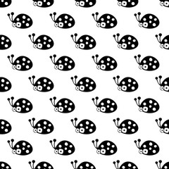 Fototapeta na wymiar Seamless vector pattern with insect. Cute hand drawn endless background with childish ladybugs. Series of Doodle, Cartoon and Sketch vector seamless patterns.