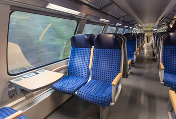 Emtpy interior of the train for long and short distance in Europe
