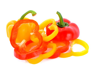 Sliced pepper isolated on white background