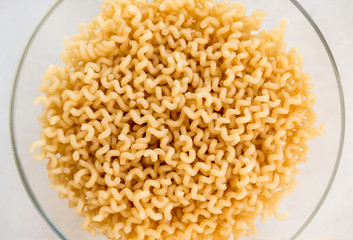Raw pasta close up.