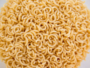 Raw pasta close up.