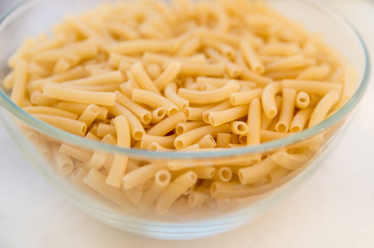 Raw pasta close up.