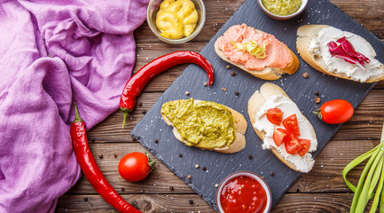 Breakfast with appetizers on kitchen