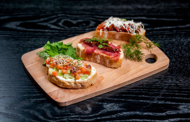 Sandwiches with meat and vegetables