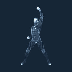 Fototapeta na wymiar Fighting Man. 3D Model of Man. Human Body Model.