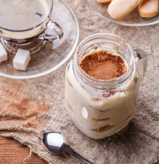 Photography of tiramisu, cookies Savoiardi,