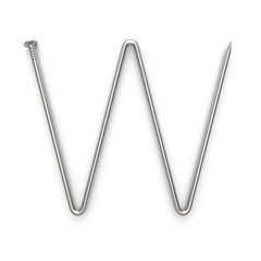 Obraz premium Alphabet made from nails, letter W. 3D illustration