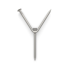 Alphabet made from nails, letter Y. 3D illustration