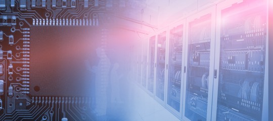 Composite image of image of a data center