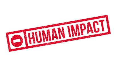 Human Impact rubber stamp. Grunge design with dust scratches. Effects can be easily removed for a clean, crisp look. Color is easily changed.