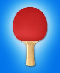 ping-pong racket on blue gradient background 3d