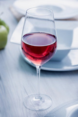 Red wine in a glass.
