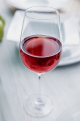 Red wine in a glass.