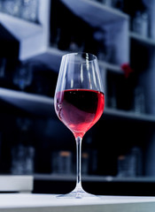 Red wine in a glass.