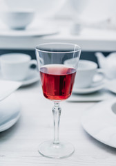 Red wine in a glass.
