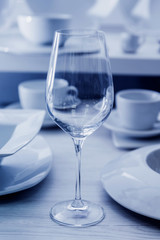 Empty glass on the table.